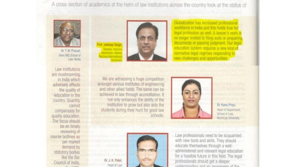 Manav Rachna International University, News Clipping of Legal education needs - Careers360 Magazine