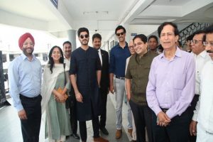 Team Raag Desh charms Students during the promotion of their film at Manav Rachna