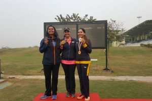 Manav Rachna’s Alumni and Students take away the top three titles at the Women Trap event in the ongoing 61st National Shooting Championship