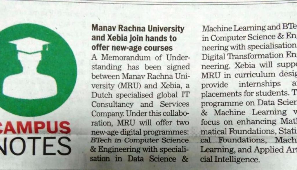 The Tribune,MoU with Xebia,21st Feb'18