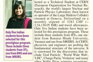 Print Coverage – Manav Rachna Student selected in Geneva