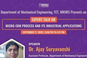 Webinar on “Micro-EDM Process and its Industrial Application”