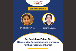 Biotech Faculty Member & Research Scholar  published a patent on ‘Biopesticide Formulation and a process for the preparation thereof’