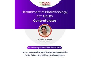 Entrepreneur Award-2020 for outstanding contribution in the field of Bio fertilizers & Bio pesticides