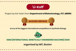 Manav Rachna team wins Bronze at INTERNATIONAL GENETICALLY ENGINEERED MACHINE 2020 organised by MIT, Boston