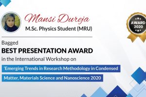 M.Sc. Physics Student won Best Presentation Award