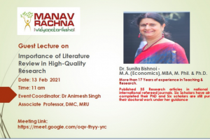 Guest Lecture on the Importance of Literature Review in High-Quality Research