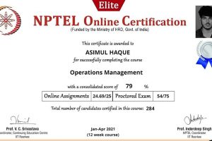 Students completed a course in Operations Management on NPTEL