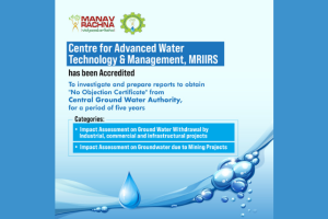 CAWTM, MRIIRS accredited  to investigate & prepare reports to obtain “No Objection Certificate” from CGWA, GoI