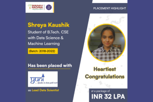 Shreya selected as Lead Data Scientist with Urvija AI (Package 32 LPA)