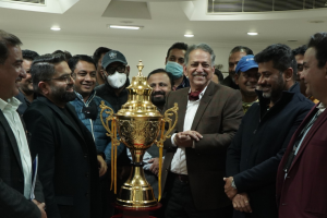 Unveiling of trophy for the 15th Manav Rachna Corporate Cricket Challenge 2022